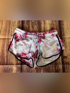 H&M Divided Girl’s Multicolored Tie Dye Pink Running Shorts Drawstring S (8-10)